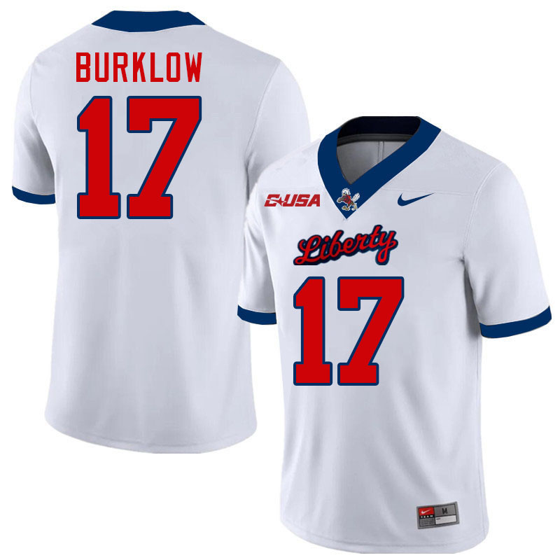 Liberty Flames #17 Bo Burklow College Football Jerseys Stitched-White